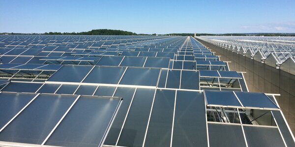 evenly applied coating by means of a machine on a greenhouse